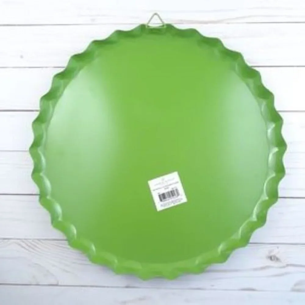 Metal Sign Happy Garden Happy Home Green Wreath Round